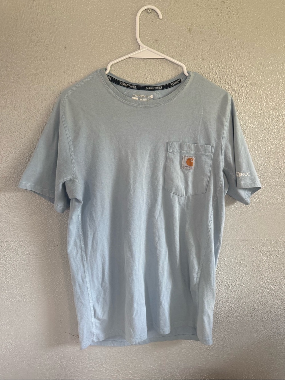 Carhartt Men’s Light Blue Pocket Tee with Logo Patch